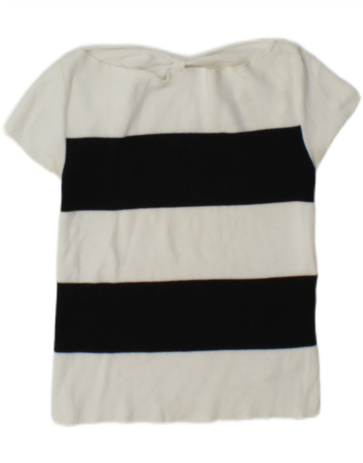 Emporio Armani Haut court à épaules dénudées pour femme IT 42 Rayé blanc moyen