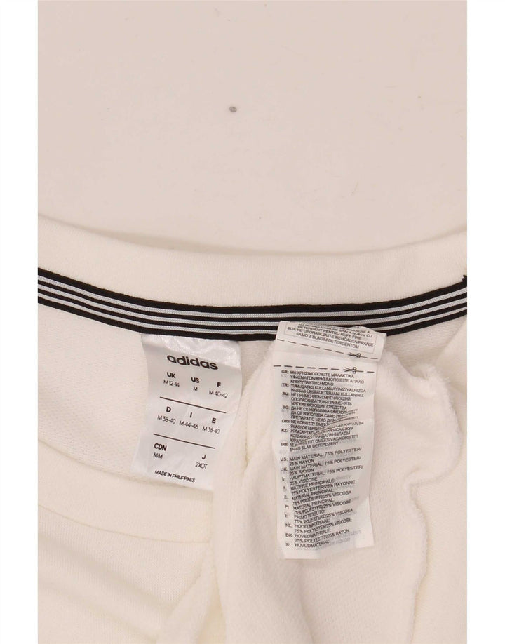 Adidas Climalite Sweatshirt Jumper UK 12/14 Medium Blanc Polyester