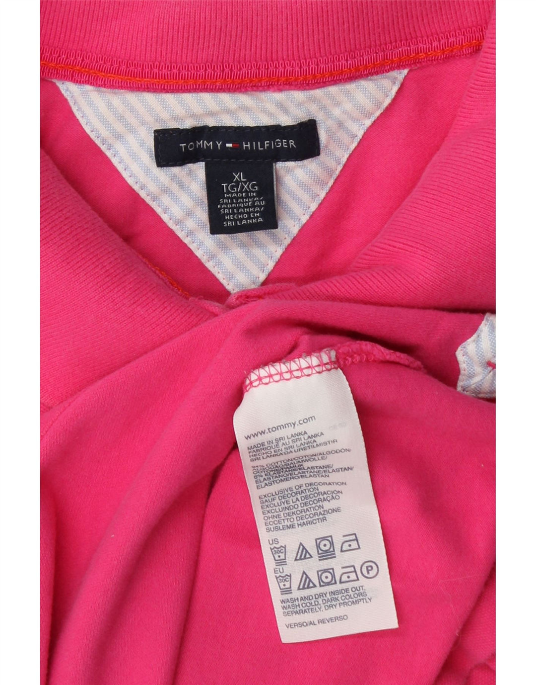 TOMMY HILFIGER Polo Femme UK 18 XL Rose Coton
