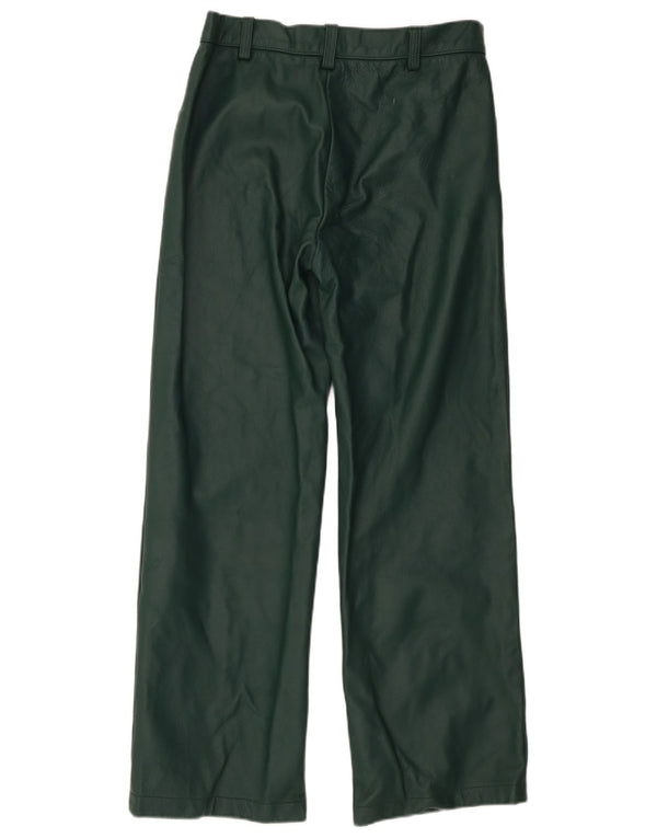 Pantalon droit en cuir femme vintage W32 L29 Vert