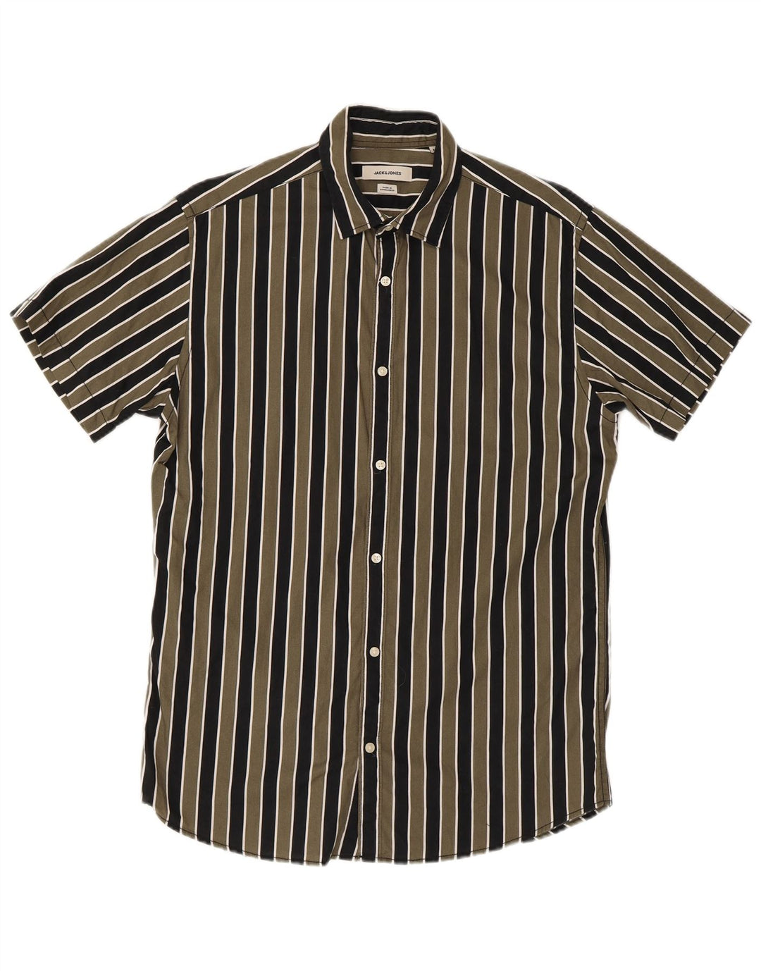 Jack & Jones Chemise à Manches Courtes Regular Fit Homme Vert Moyen Rayé