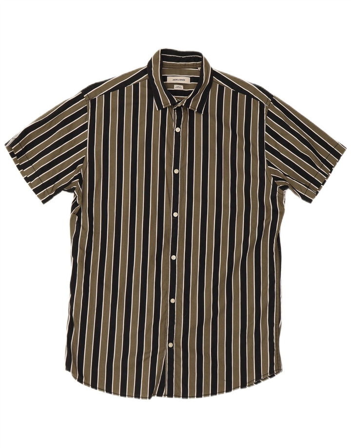 Jack & Jones Chemise à Manches Courtes Regular Fit Homme Vert Moyen Rayé