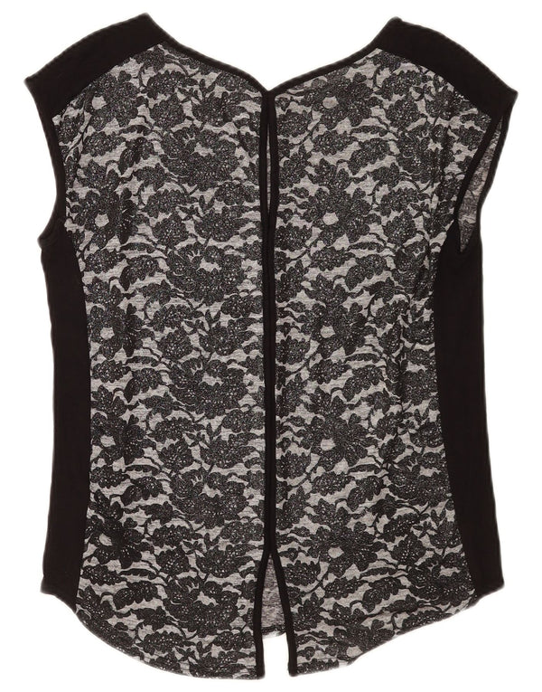 Oasis Chemisier Femme Haut UK 10 Petit Noir Floral Polyester