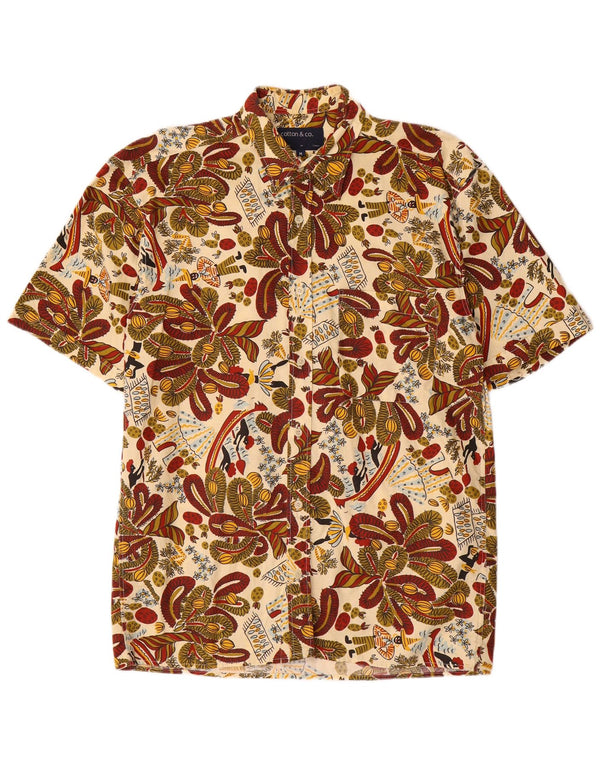 Chemise à manches courtes vintage pour homme en coton Paisley multicolore moyen