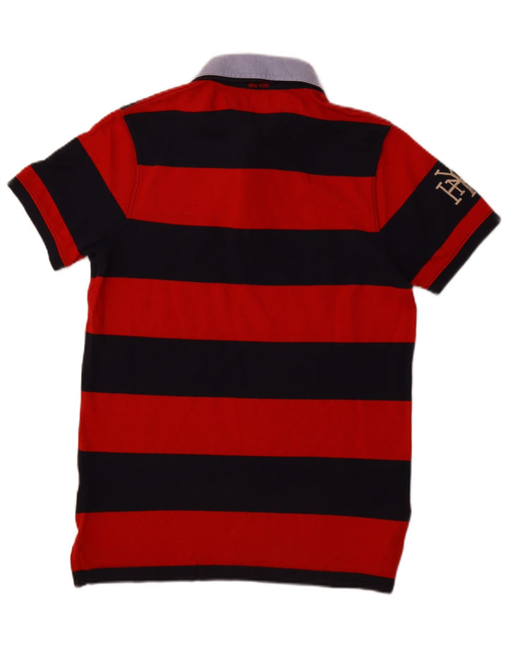 TOMMY HILFIGER Polo de Rugby Graphique Coupe Slim Homme Rayé Rouge Moyen