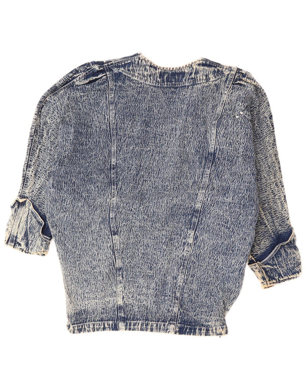 JAZZINO Veste en jean surdimensionnée à manches 3/4 pour femme UK 18 XL Bleu floral