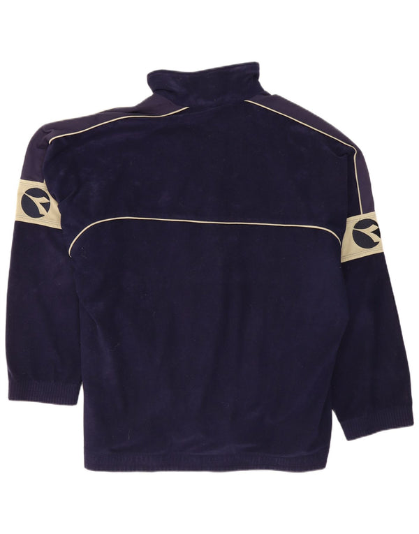 Diadora Veste polaire graphique pour homme UK 48 2XL Bleu marine Colourblock