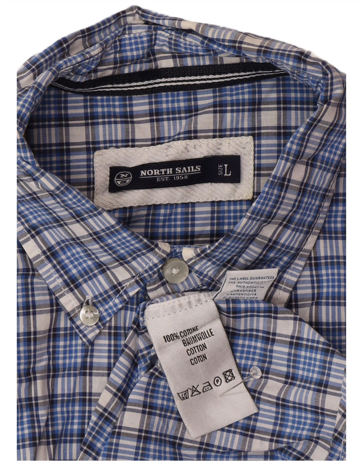 North Sails Chemise à manches courtes pour homme en coton à carreaux bleus