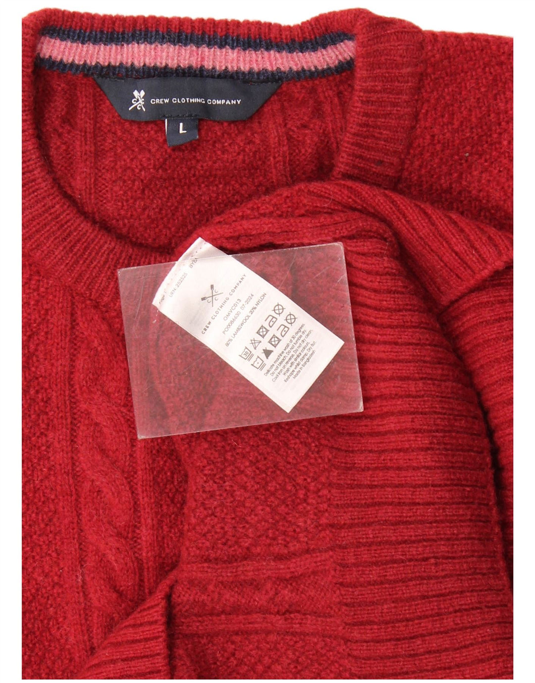 Crew Clothing Pull à col rond pour homme en laine d'agneau rouge Taille L