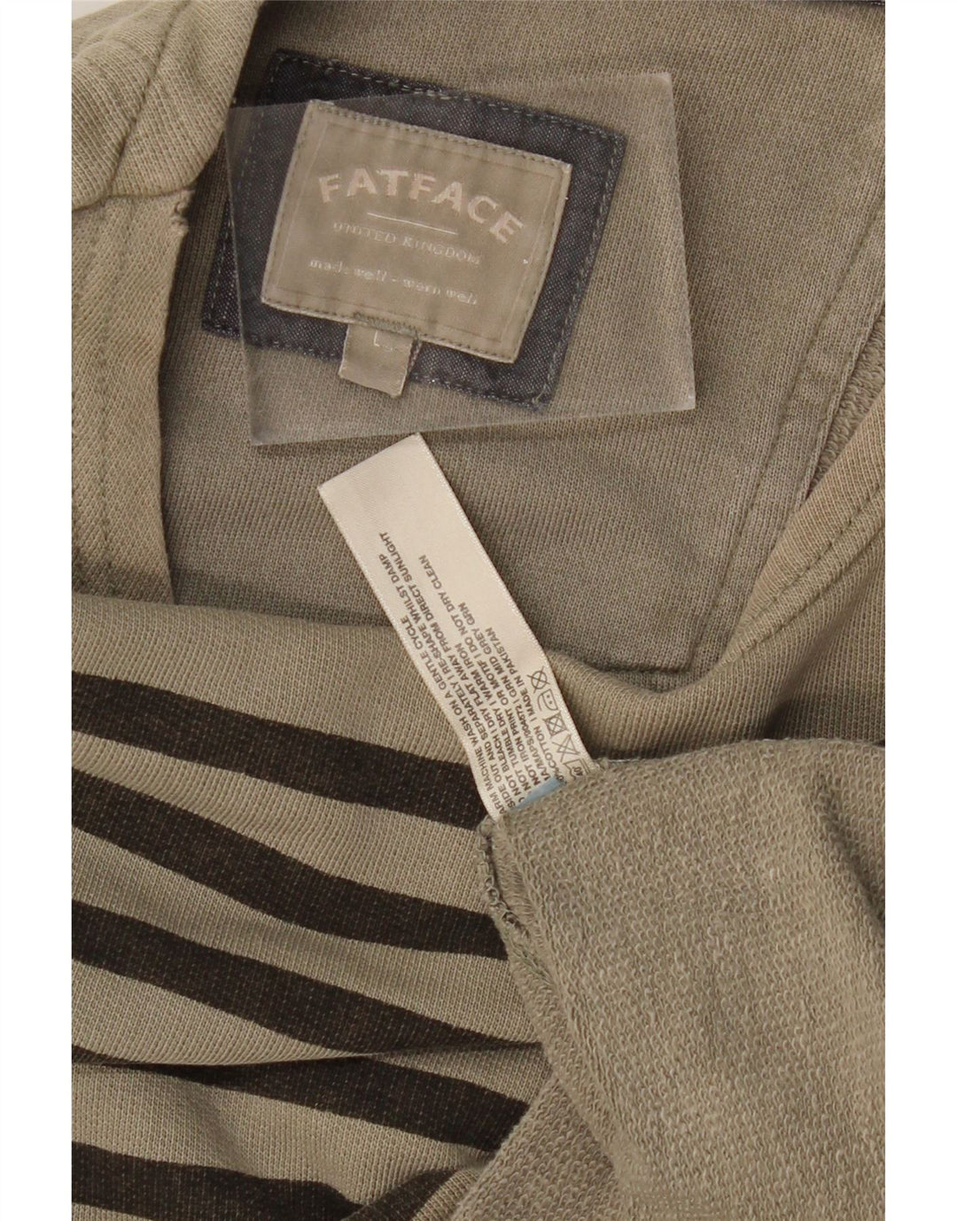 FAT FACE Haut à manches longues pour homme en coton rayé kaki