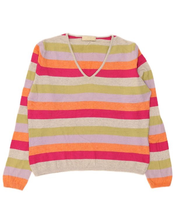 Marks & Spencer Pull col en V pour femme UK 14 Large Multicolore