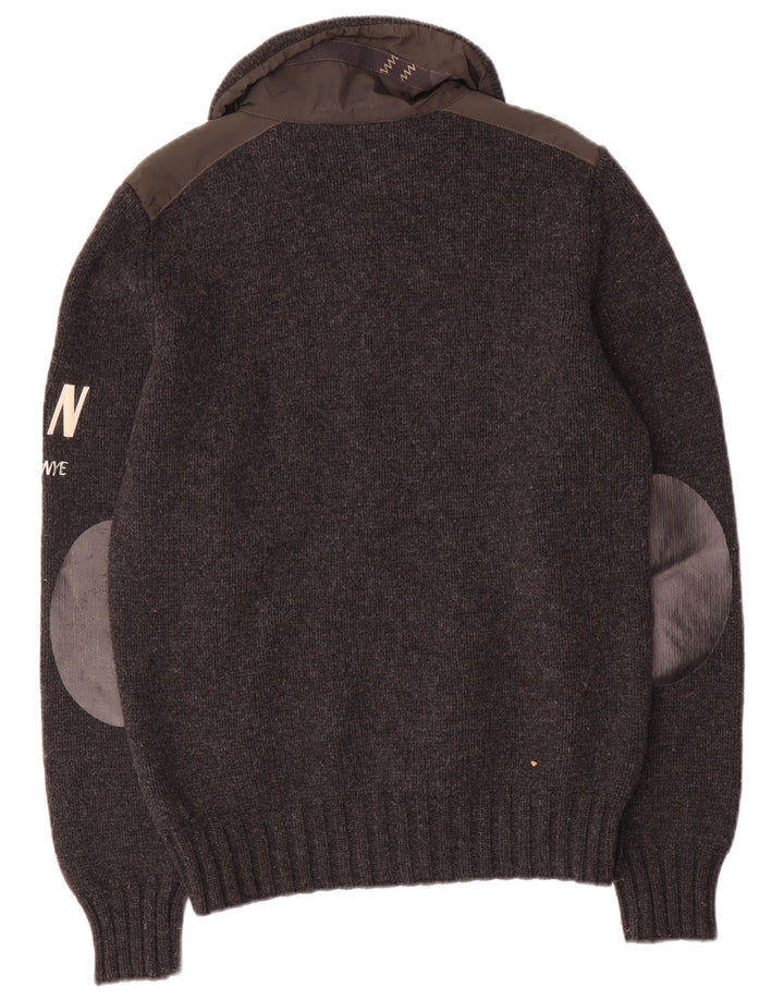 Murphy & Nye Hommes Sailmakers Graphic Cardigan Pull Large Gris Laine