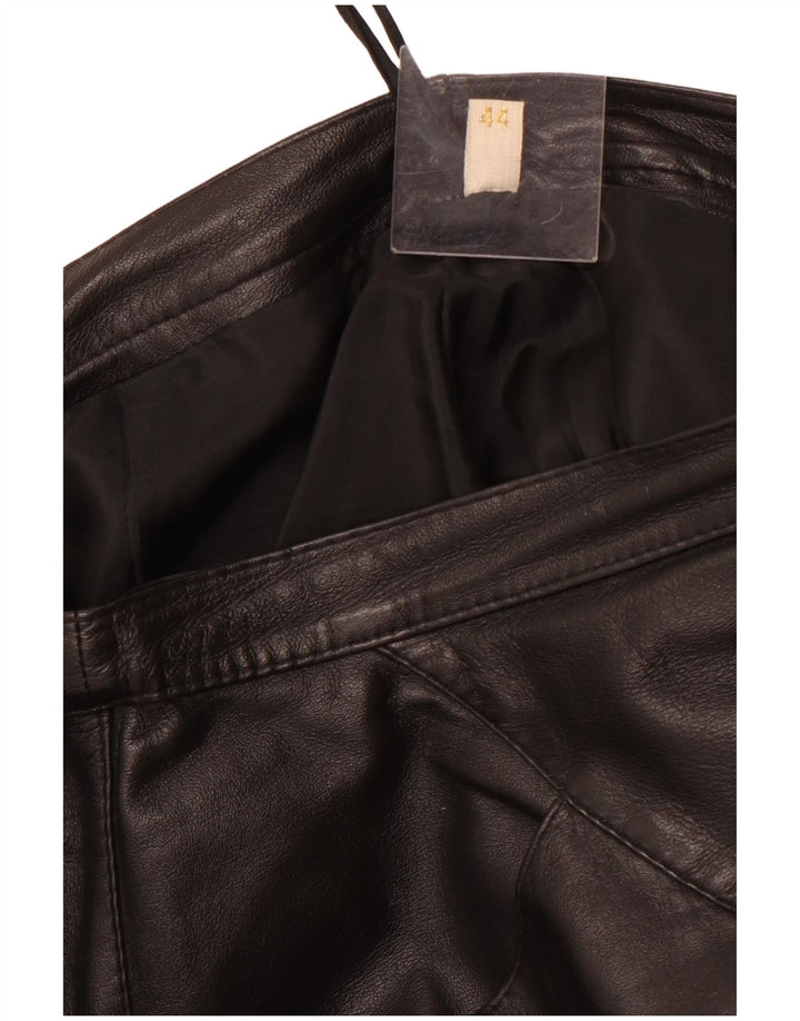 VINTAGE Jupe en cuir femme IT 44 Medium W32 Noir