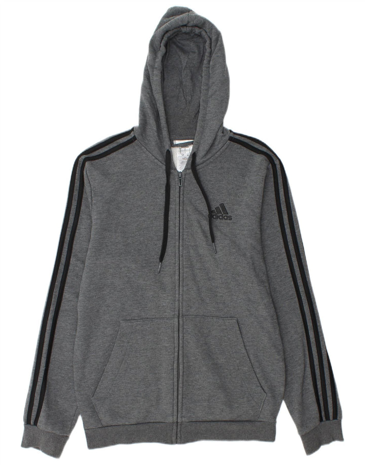 Adidas Pull à capuche zippé pour homme Petit coton gris