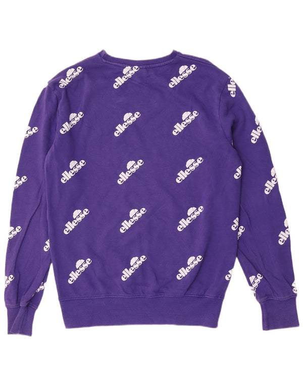 Ellesse Womens Graphic Sweatshirt Jumper UK 12 Medium Purple Cotton
