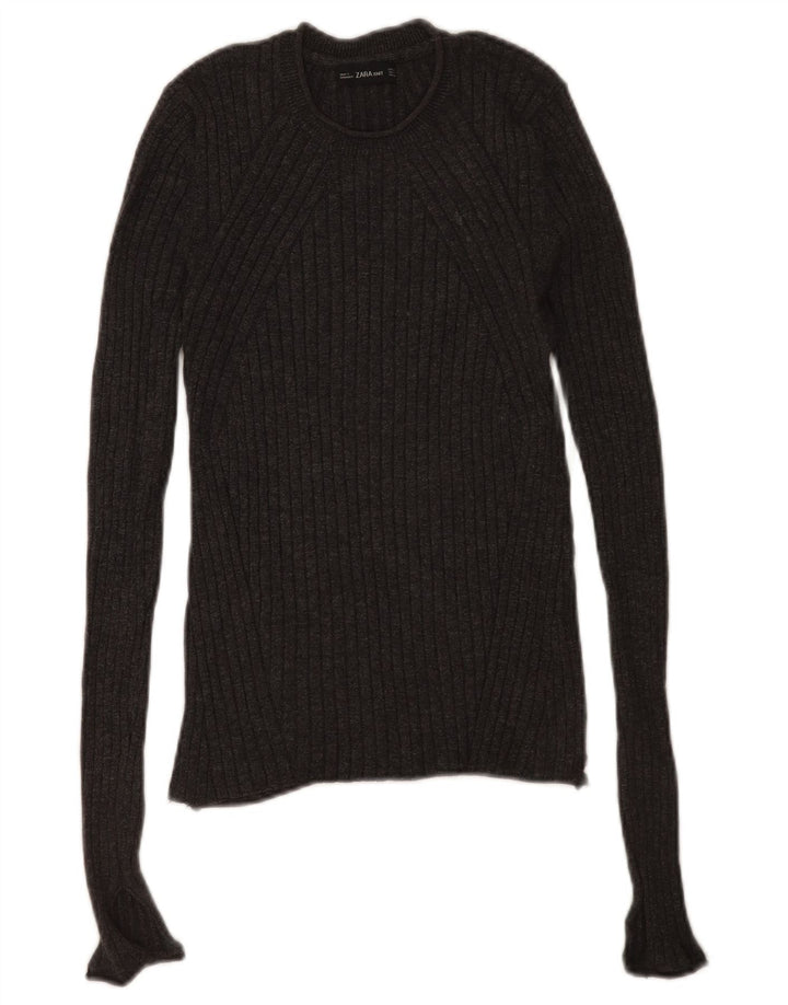 Zara Pull ras du cou pour femme UK 12 Gris moyen Viscose
