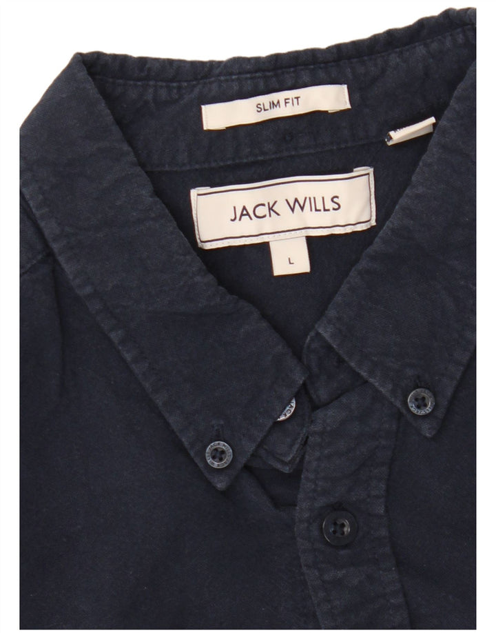 JACK WILLS Chemise Slim Fit Homme Bleu Marine Large
