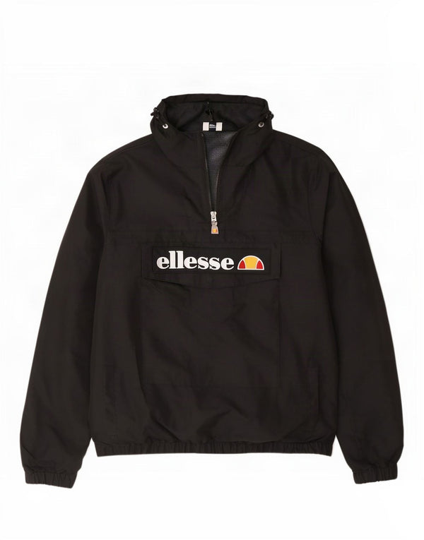 Ellesse Veste anorak à capuche graphique pour homme UK 40 Large Noir Sports