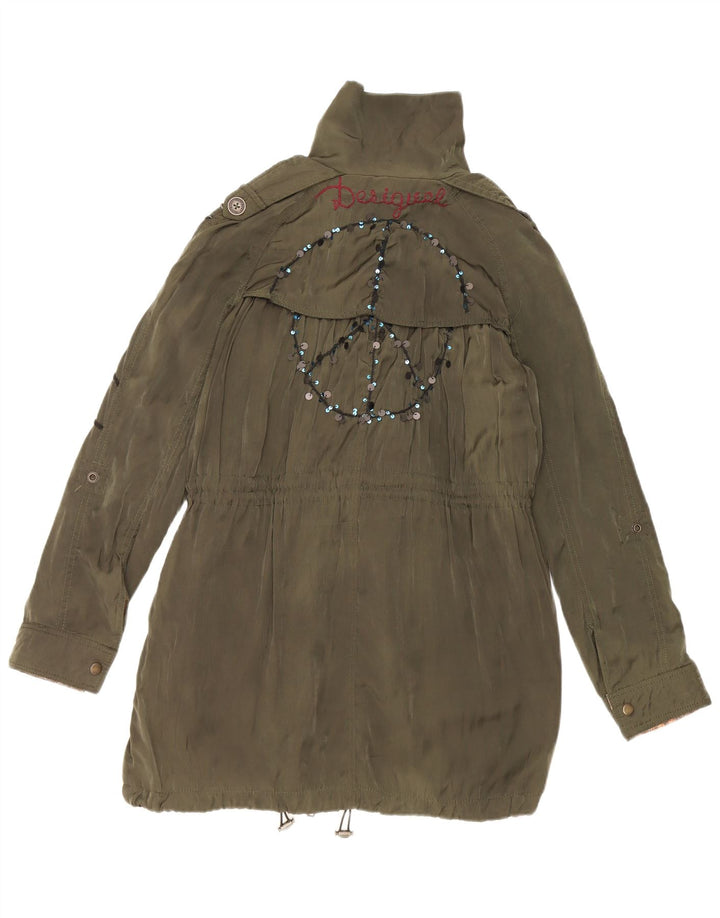 Desigual Veste Parka Graphique Militaire Femme EU 38 Vert Moyen Floral