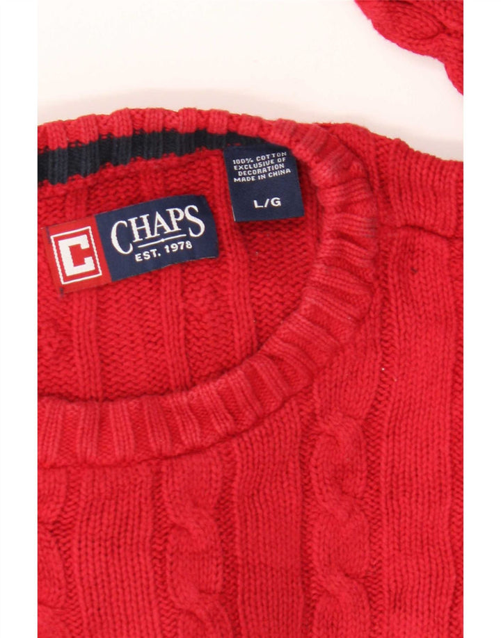Chaps Pull à col rond pour homme en coton rouge Large