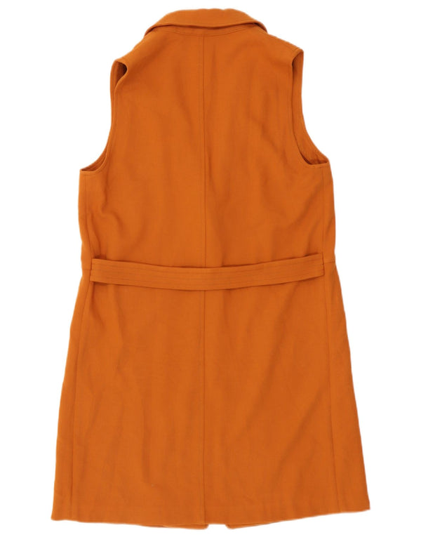 Zara Femme Trafaluc Longline Gilet UK 12 Orange Moyen Polyester