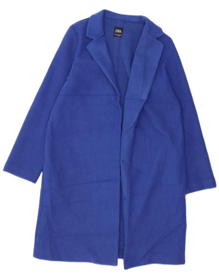 Zara Womens Open Pardessus UK 14 Bleu Moyen
