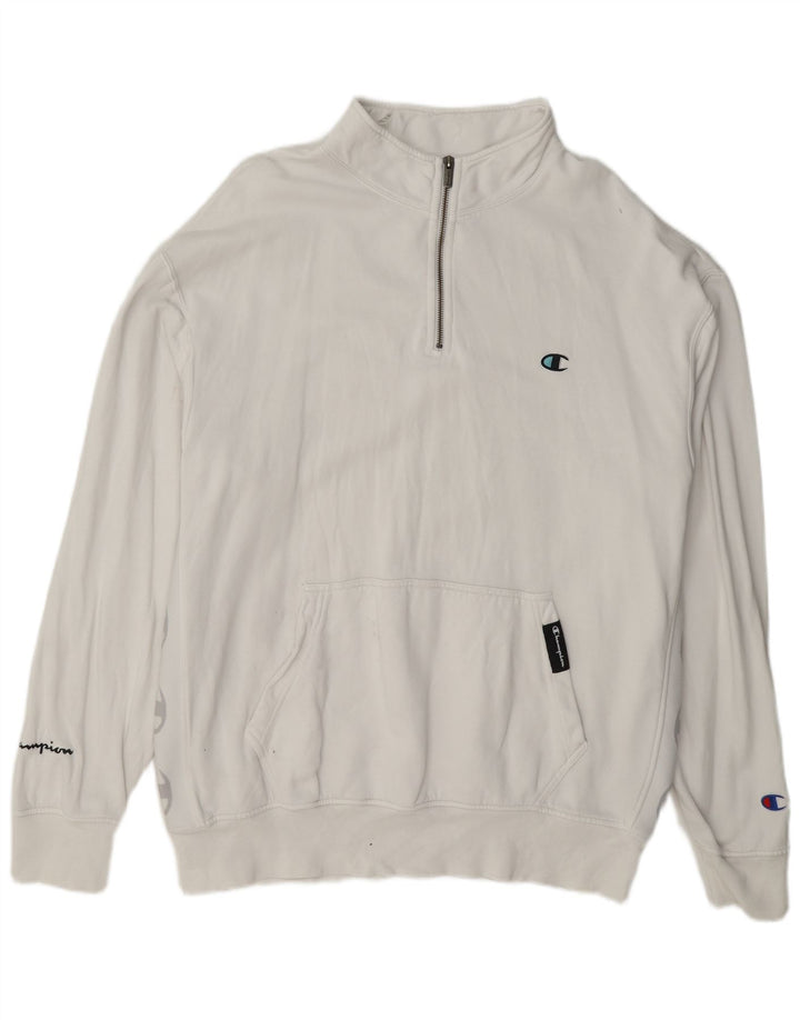 Champion Sweat-shirt à col zippé pour homme Grand coton blanc