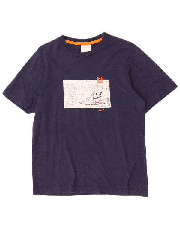 Nike T-shirt graphique pour homme UK 36/38 Petit bleu marine en coton