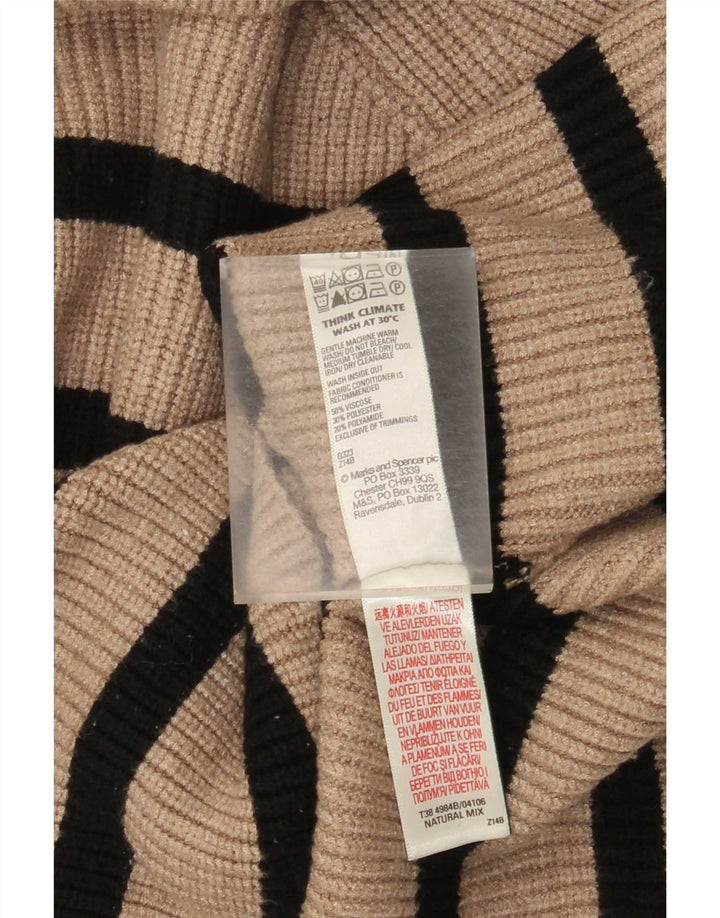 Marks & Spencer Pull col roulé pour femme UK 12 Beige moyen rayé