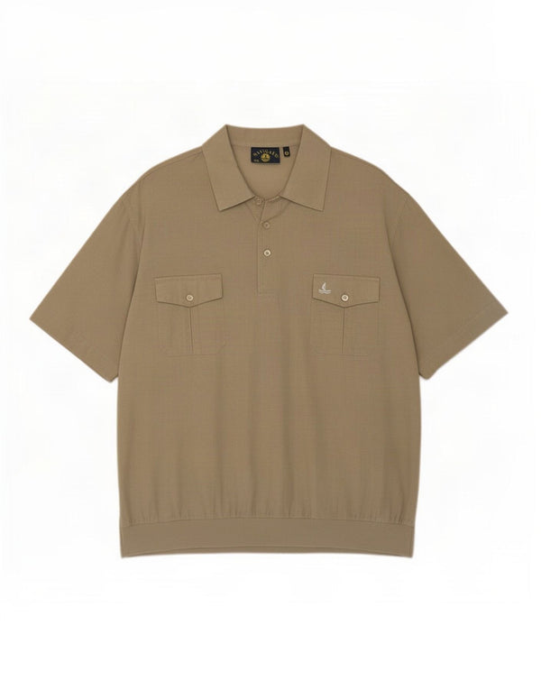 Navigare Chemise pull à manches courtes pour homme 2XL en coton kaki