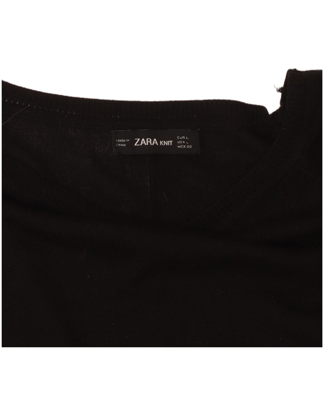 ZARA Femme Pull Col Bateau UK 14 Large Noir Synthétique