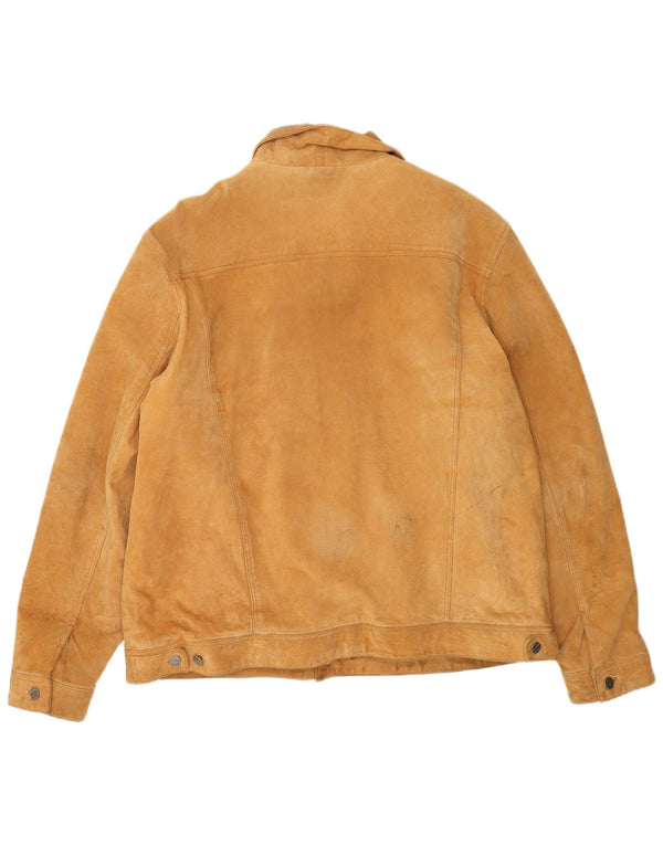 vintage Mens Loose Fit Sherpa Suede Jacket EU 60 Grand Cuir Beige