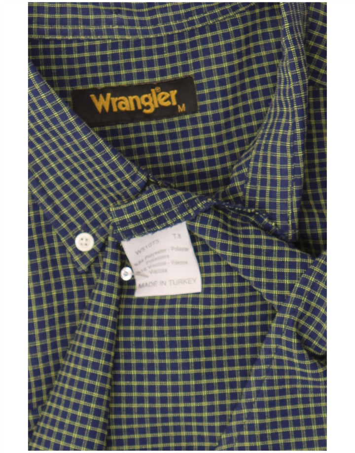 WRANGLER Mens Shirt Medium Navy Blue Check Polyester
