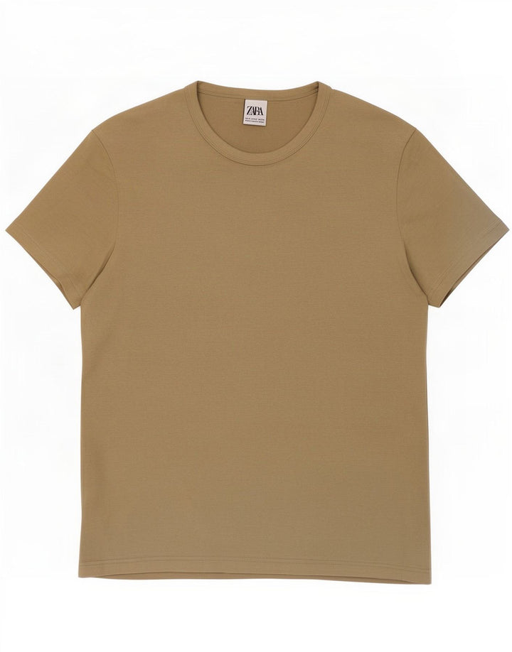 Zara Homme T-Shirt Top Beige Moyen Coton