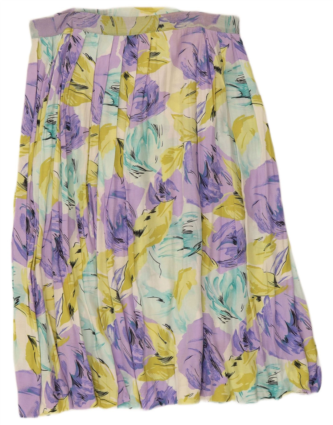 jupe plissée femme vintage W32 Grand motif floral multicolore