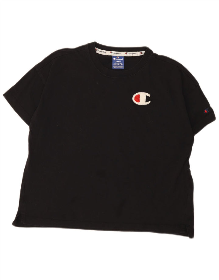 Champion T-shirt surdimensionné pour femme UK 10 Small Noir Coton