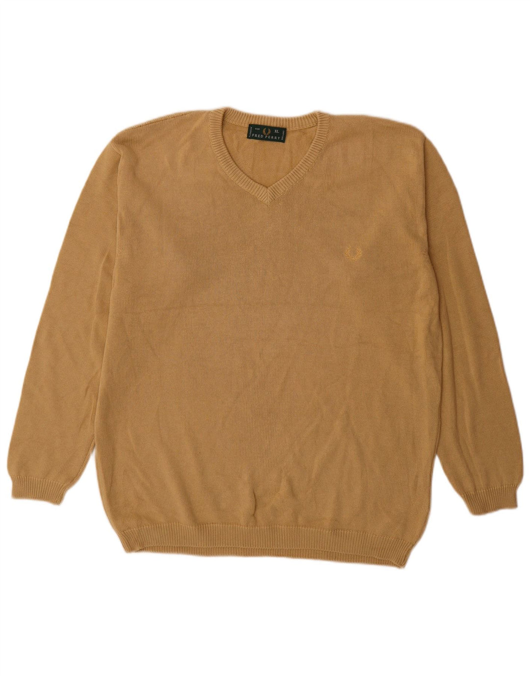 Fred Perry Pull col V pour homme XL en coton beige