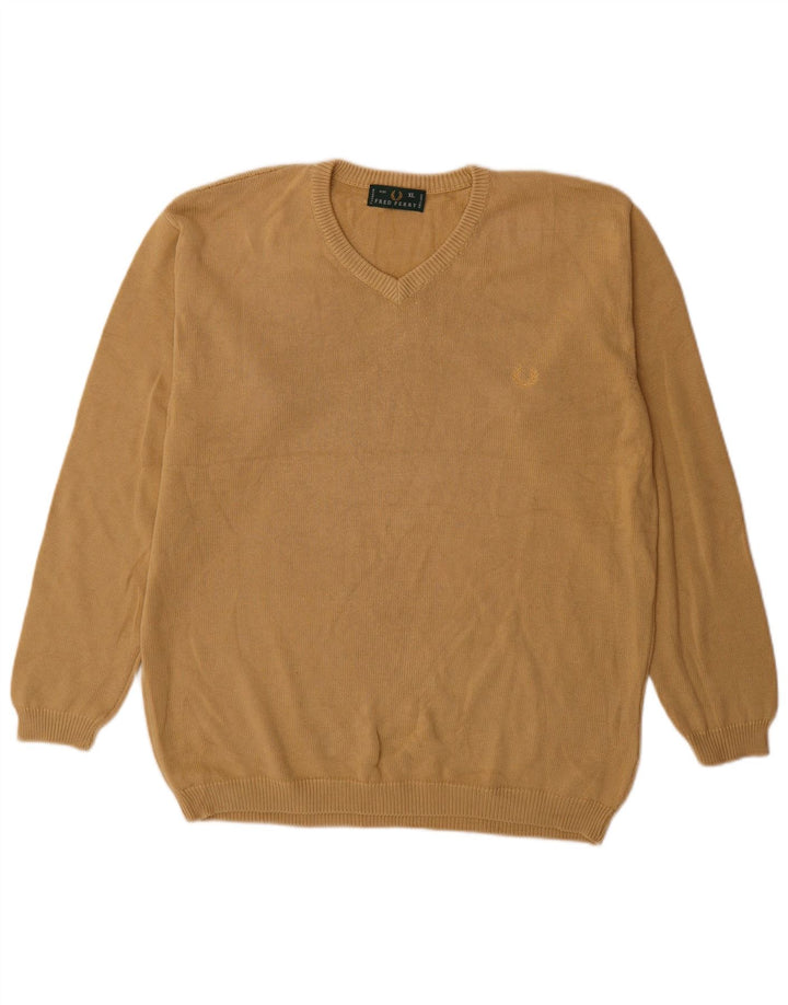 Fred Perry Pull col V pour homme XL en coton beige