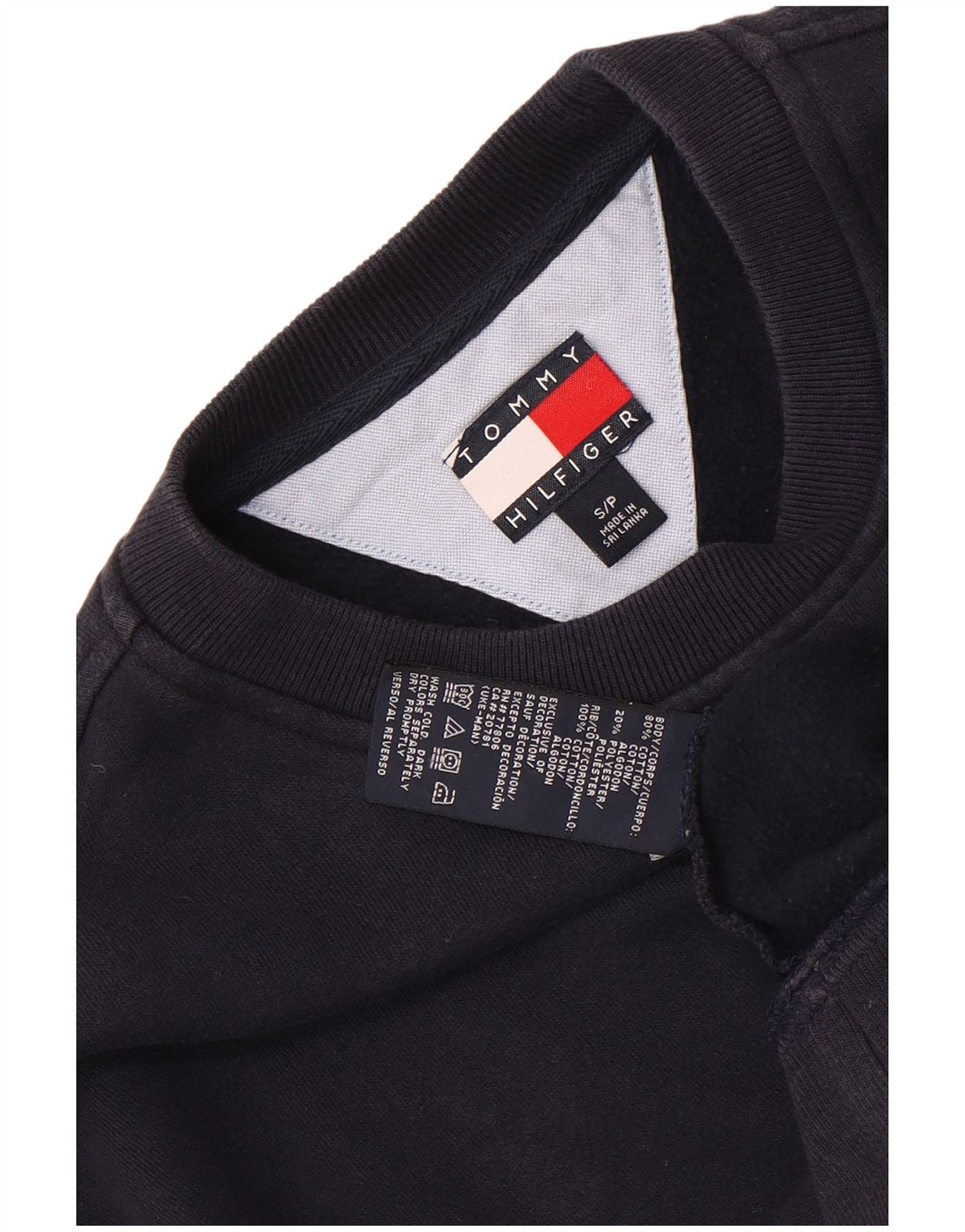 Tommy Hilfiger Sweat-shirt pour homme en coton bleu marine Small