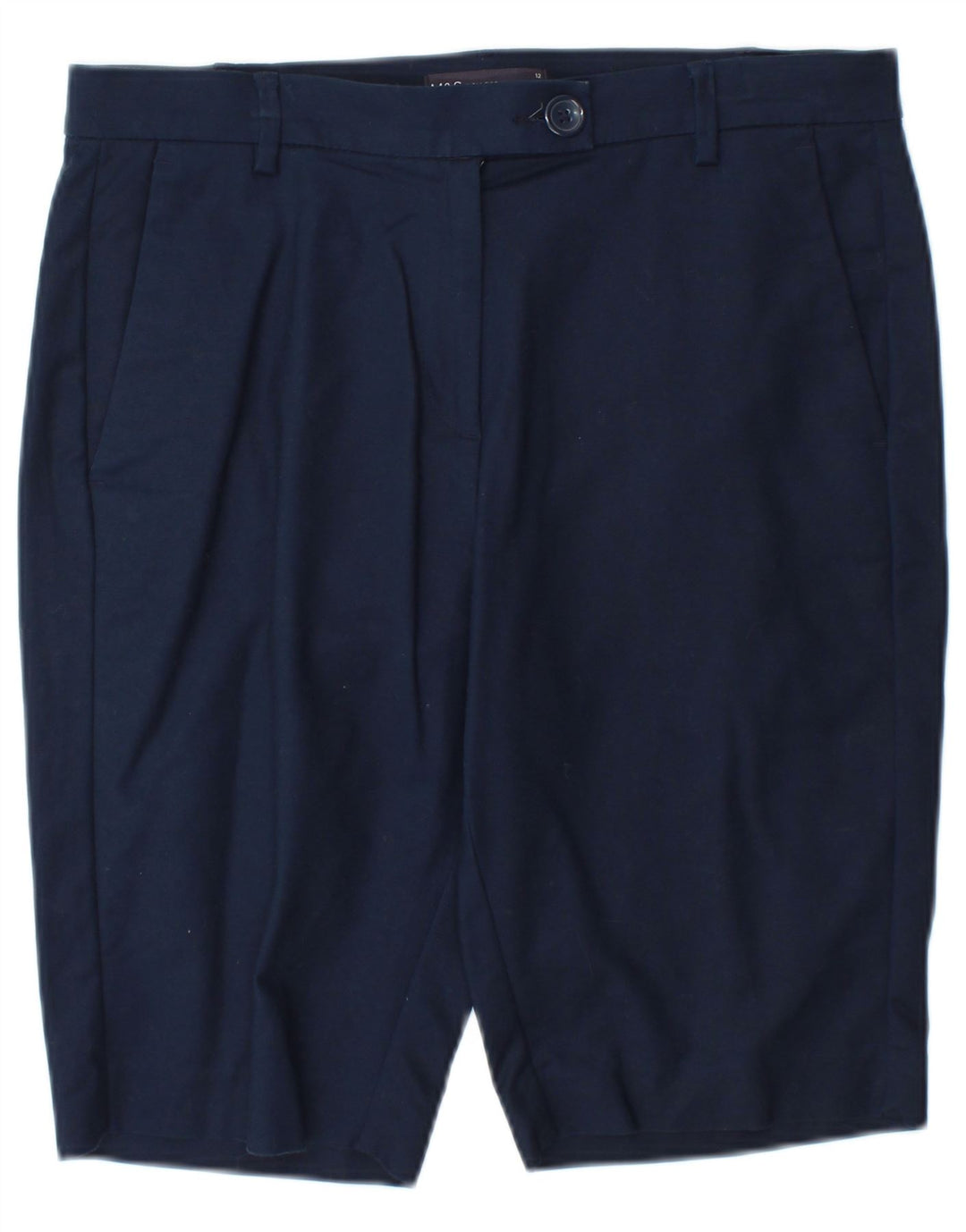 Marks & Spencer Short Chino Femme UK 12 Moyen W30 Bleu Marine Coton