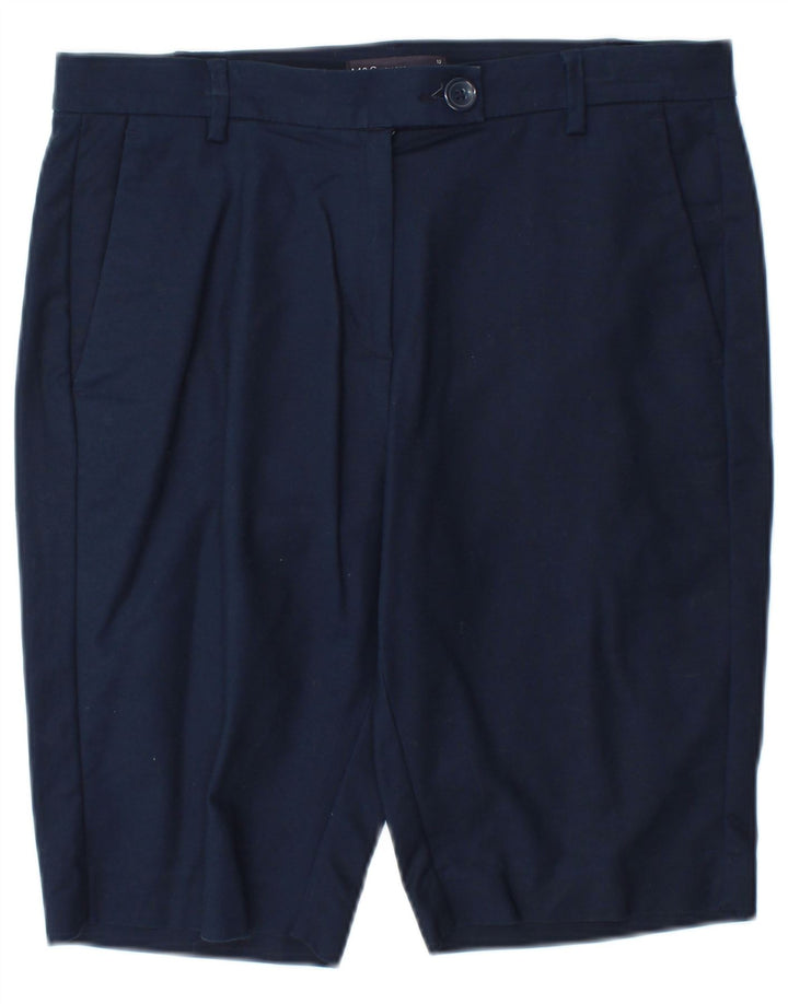 Marks & Spencer Short Chino Femme UK 12 Moyen W30 Bleu Marine Coton