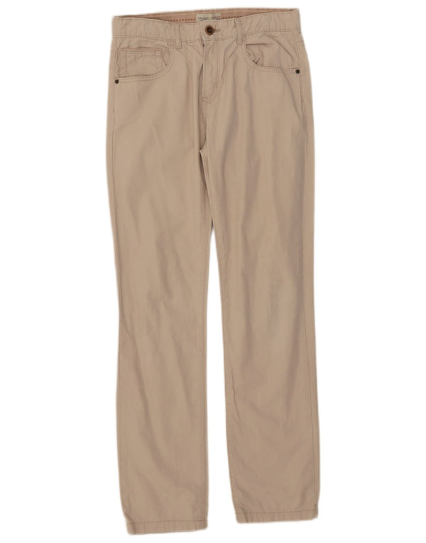 Zara Pantalon droit décontracté pour garçon 13-14 ans W28 L29 Coton beige