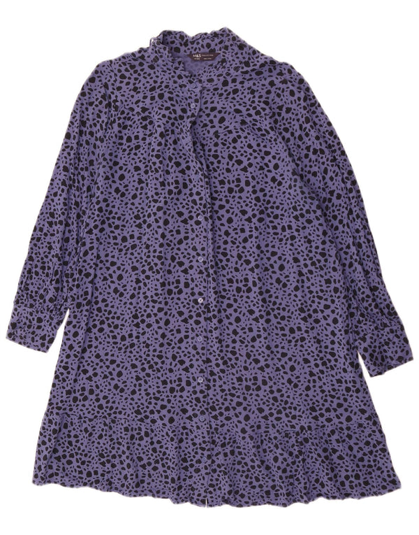 Marks & Spencer Robe chemise pour femme UK 14 Grand bleu imprimé animal en viscose