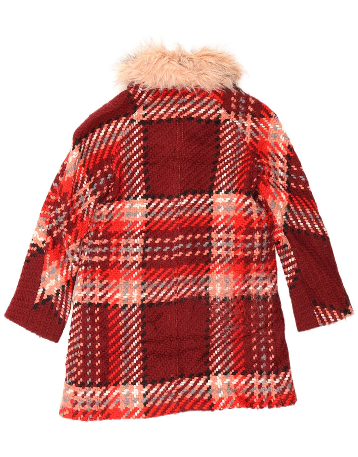 Zara Womens Pardessus UK 6 XS Rouge à Carreaux