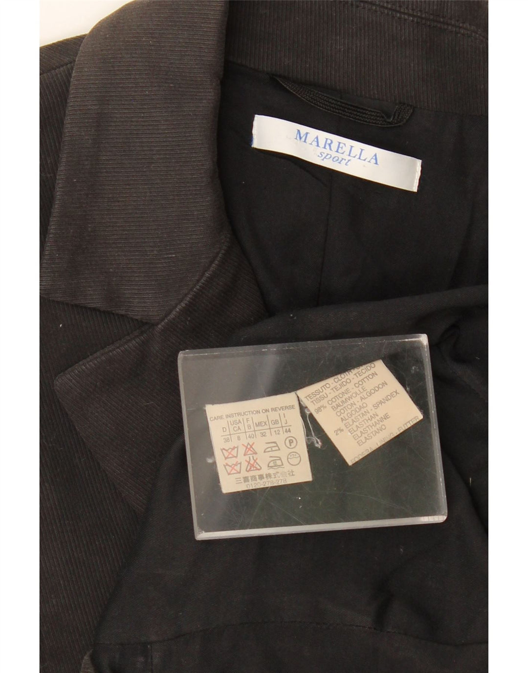 MARELLA Veste blazer à 1 bouton pour femme UK 12 en coton noir moyen