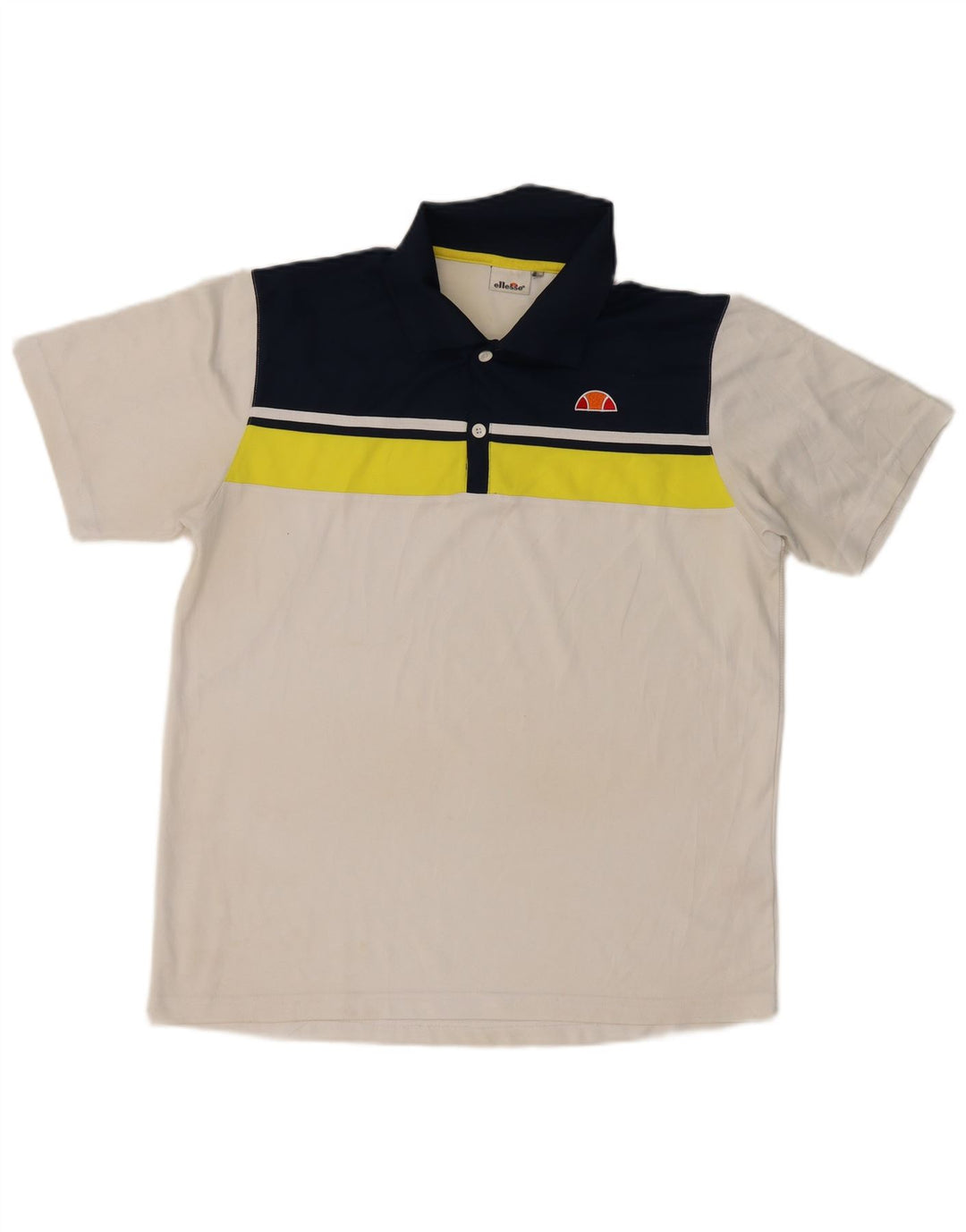 ELLESSE Polo Homme Large Blanc Colorblock Polyester