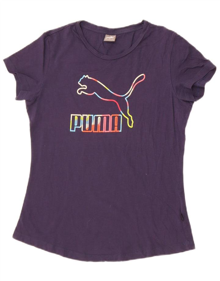 Puma T-shirt graphique pour femme UK 12 Bleu marine moyen