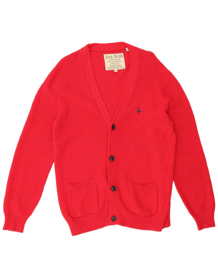 JACK WILLS Pull Cardigan Homme Rouge Moyen Coton