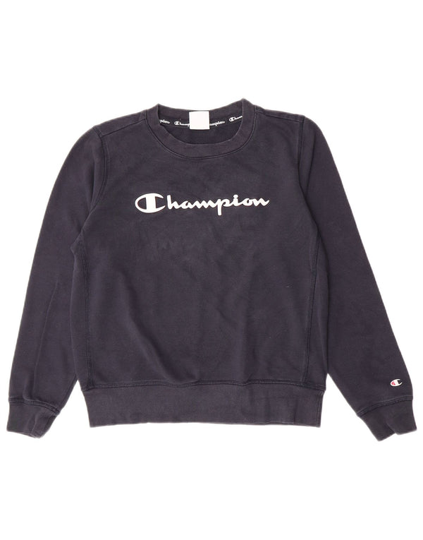 Champion Sweat-shirt graphique pour femme UK 14 Bleu marine moyen Coton