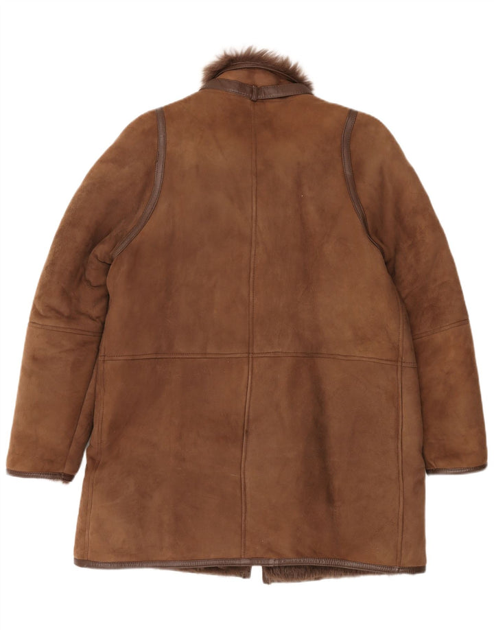 manteau en peau de mouton vintage femme EU 42 XL Marron